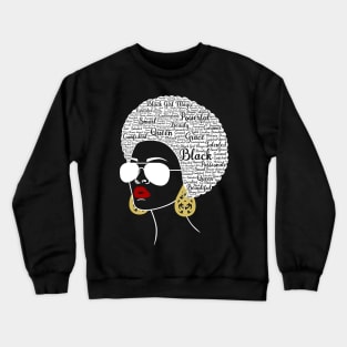 African Hair Word Art Beautiful Black Woman Crewneck Sweatshirt